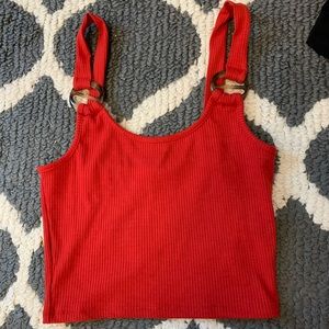 Red crop top with cut outs